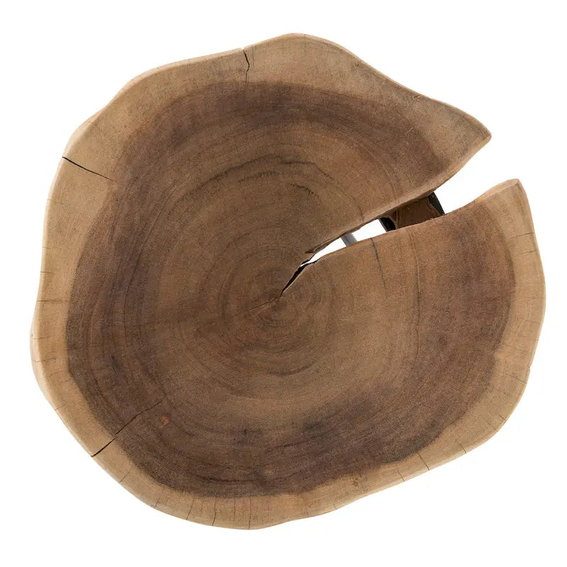 Table d'appoint ronde Colton de 12 po en bois d'acacia avec pieds en métal noir