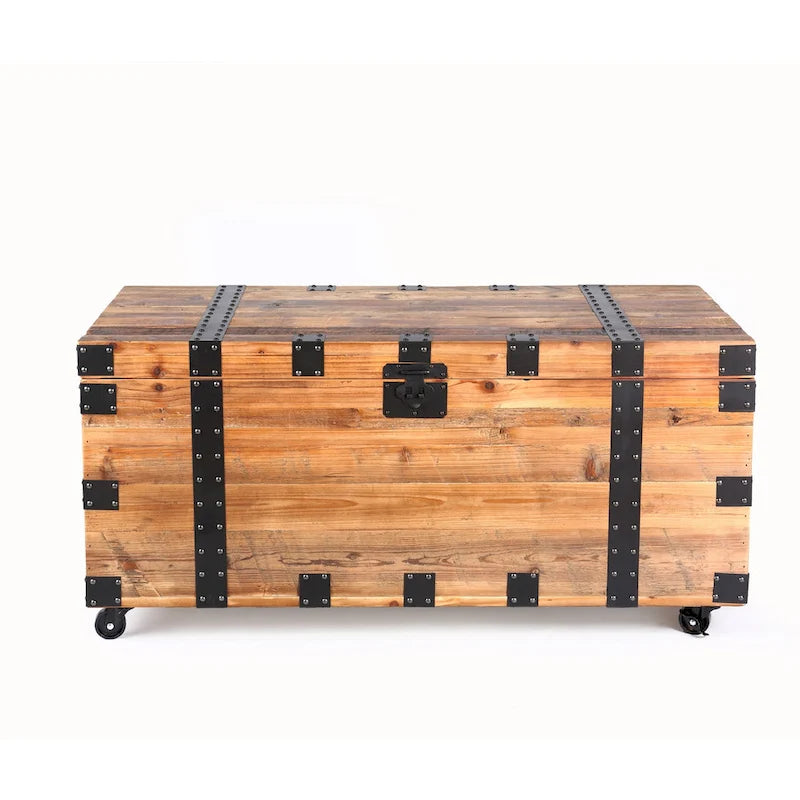 Table Basse Coffre avec Quatre Roues et Grande Capacité de Rangement