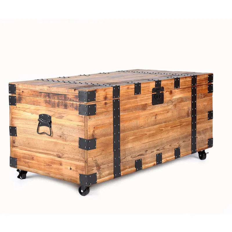 Table Basse Coffre avec Quatre Roues et Grande Capacité de Rangement