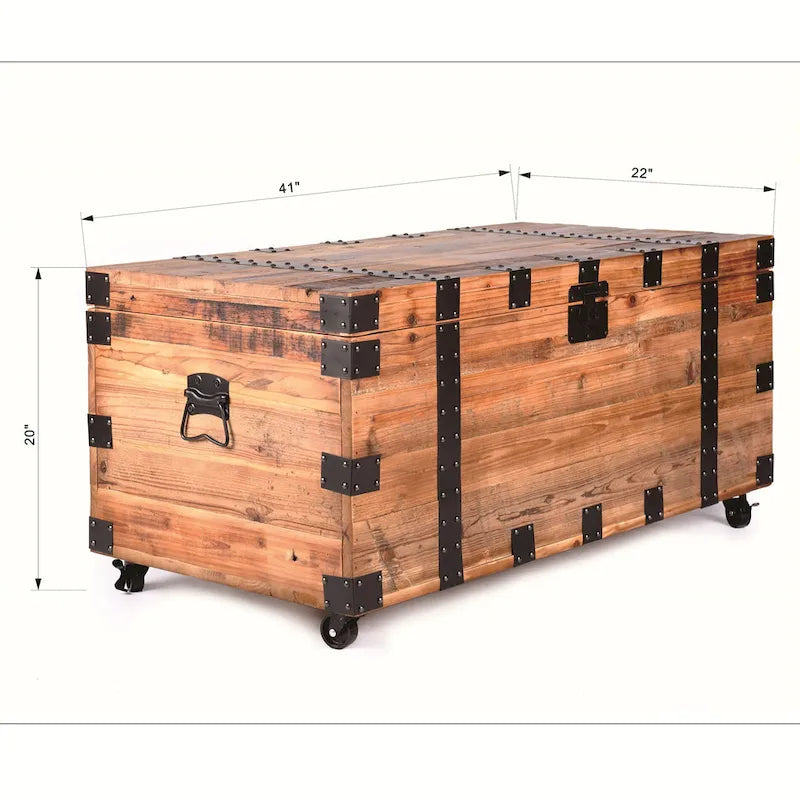 Table Basse Coffre avec Quatre Roues et Grande Capacité de Rangement