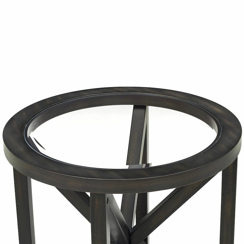 Table basse élégante en verre avec base en bois massif