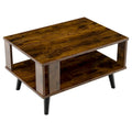 Table basse rectangulaire en bois à 2 niveaux avec étagère de rangement ouverte