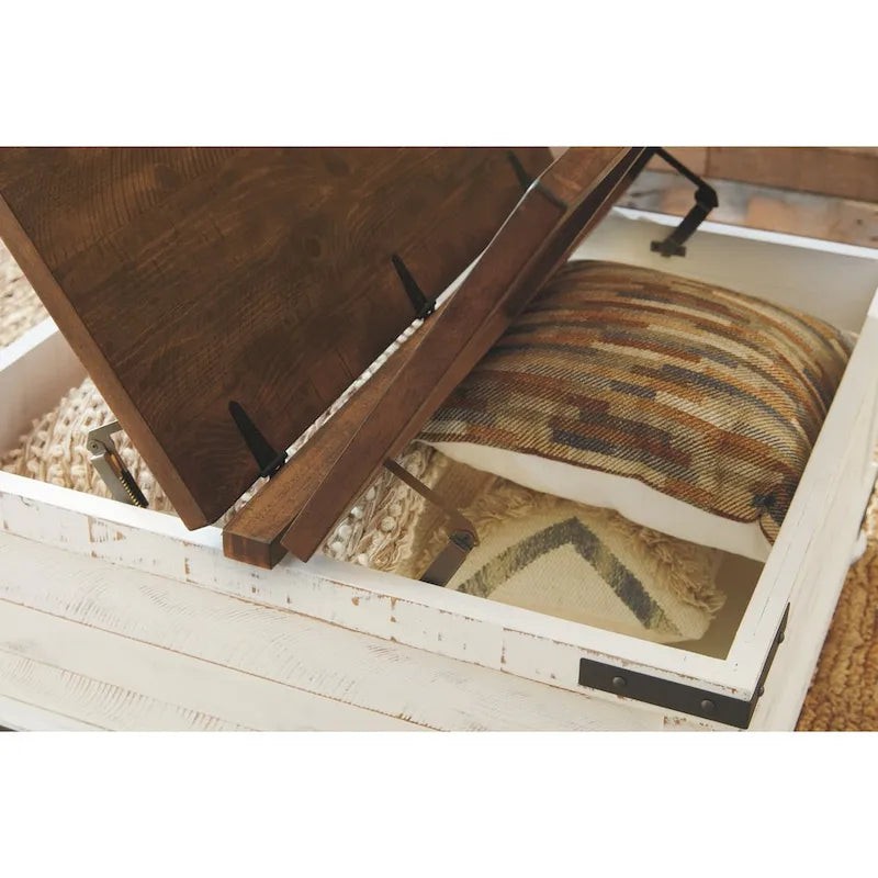 Table basse Wystfield d'Ashley Signature Design, en pin vieilli ivoire et brun