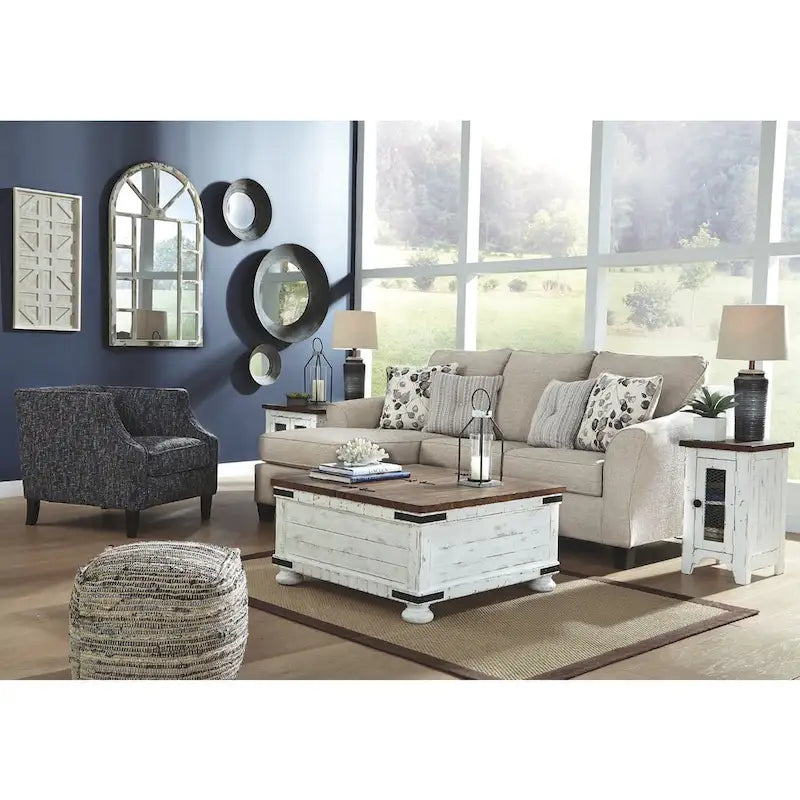 Table basse Wystfield d'Ashley Signature Design, en pin vieilli ivoire et brun