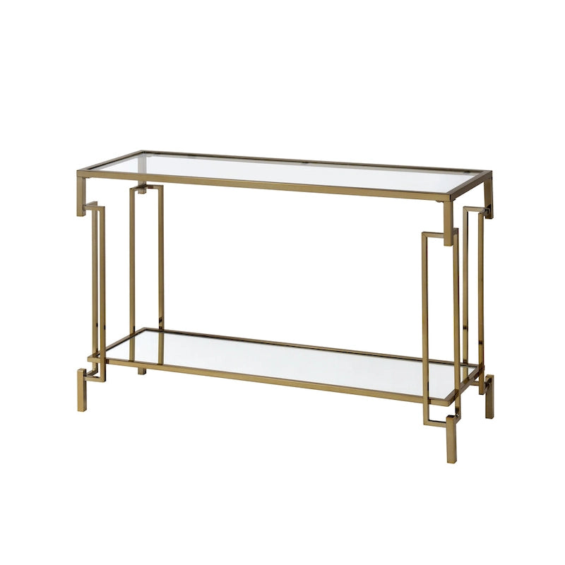 Table console Yout Glam de 43 po avec plateau en verre et 1 étagère, par Furniture of America