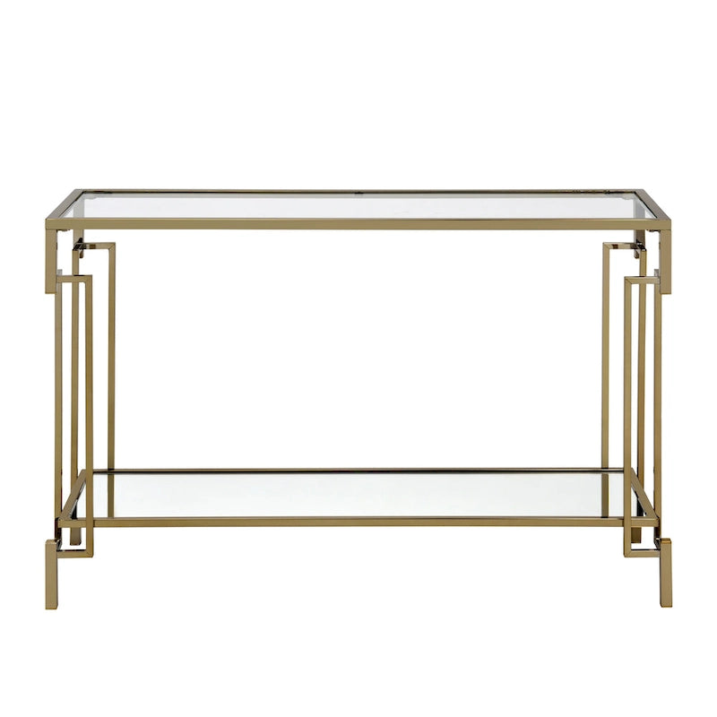 Table console Yout Glam de 43 po avec plateau en verre et 1 étagère, par Furniture of America