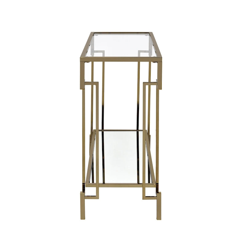 Table console Yout Glam de 43 po avec plateau en verre et 1 étagère, par Furniture of America