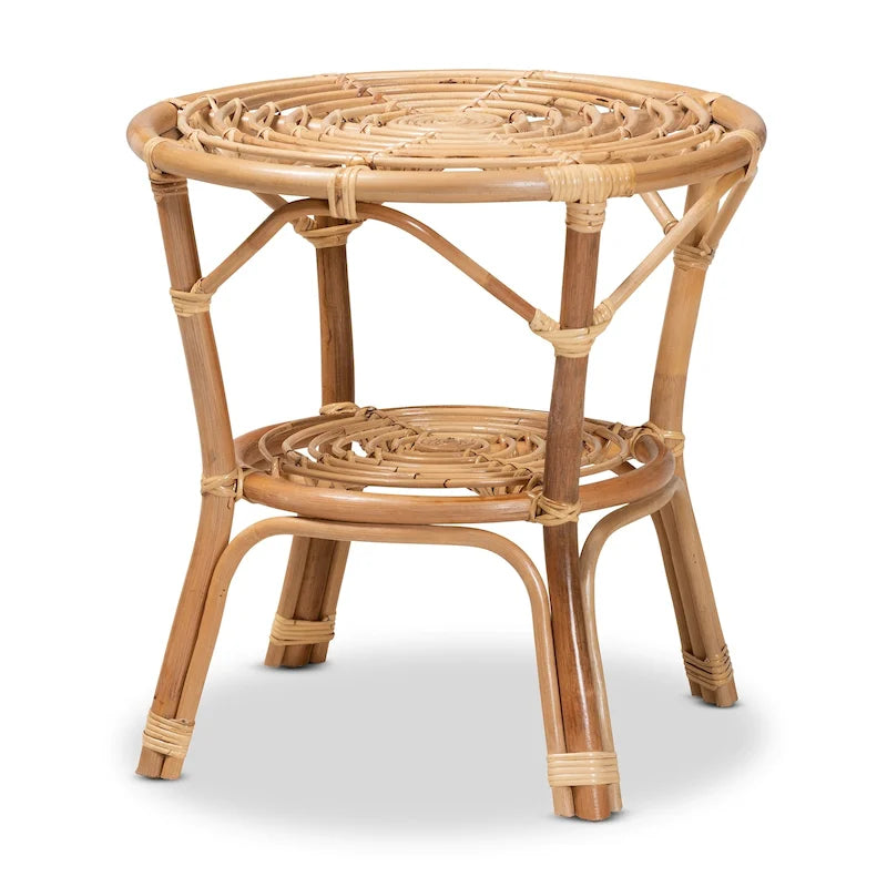 Table basse Cariel en rotin naturel marron style bohème moderne