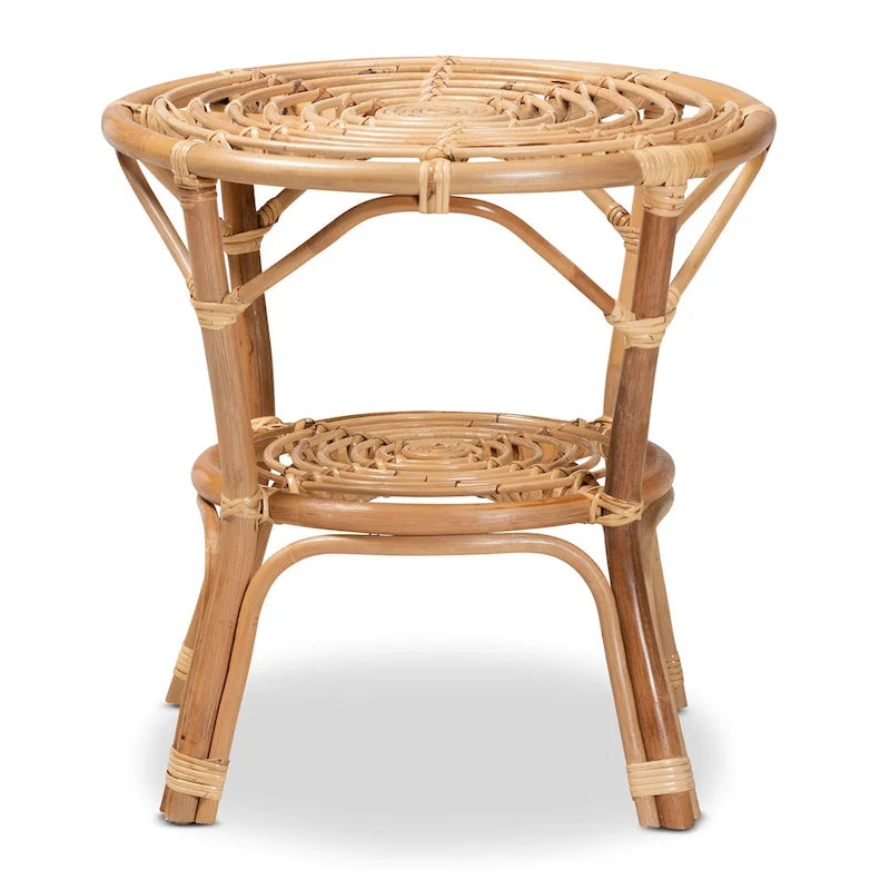 Table basse Cariel en rotin naturel marron style bohème moderne