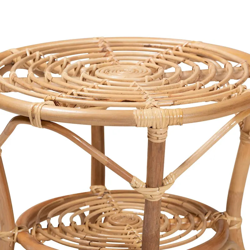 Table basse Cariel en rotin naturel marron style bohème moderne