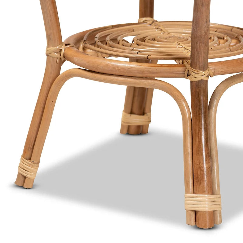 Table basse Cariel en rotin naturel marron style bohème moderne