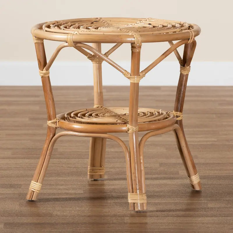 Table basse Cariel en rotin naturel marron style bohème moderne
