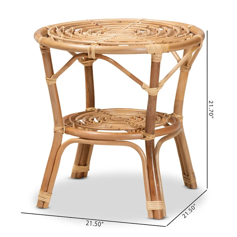 Table basse Cariel en rotin naturel marron style bohème moderne