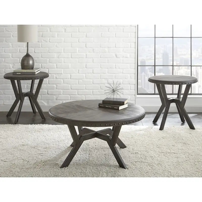 Table basse industrielle en bois gris et métal Avilla Steve Silver