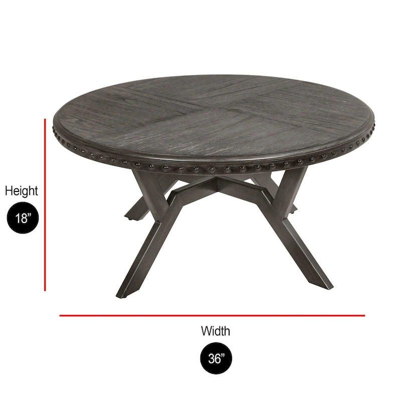 Table basse industrielle en bois gris et métal Avilla Steve Silver
