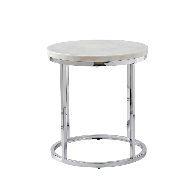Table d'appoint ronde Steve Silver Eden avec plateau en marbre blanc