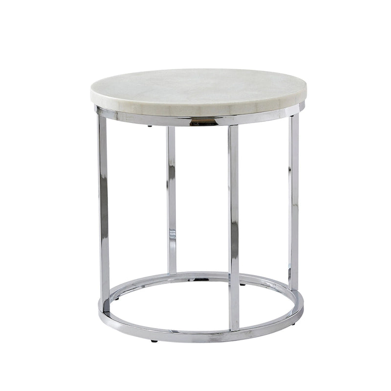 Table d'appoint ronde Steve Silver Eden avec plateau en marbre blanc