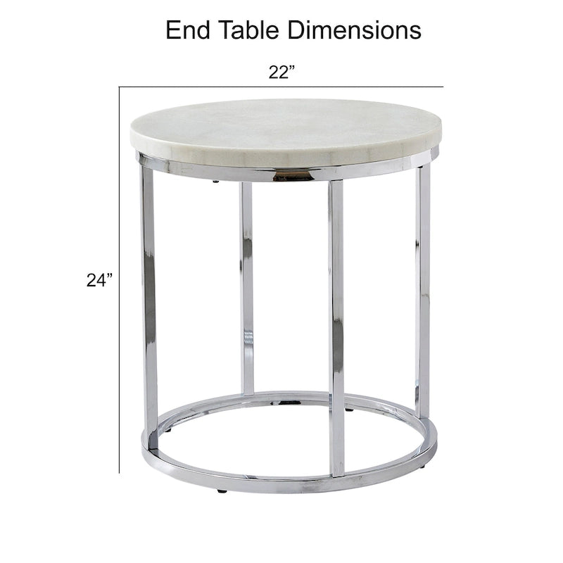 Table d'appoint ronde Steve Silver Eden avec plateau en marbre blanc