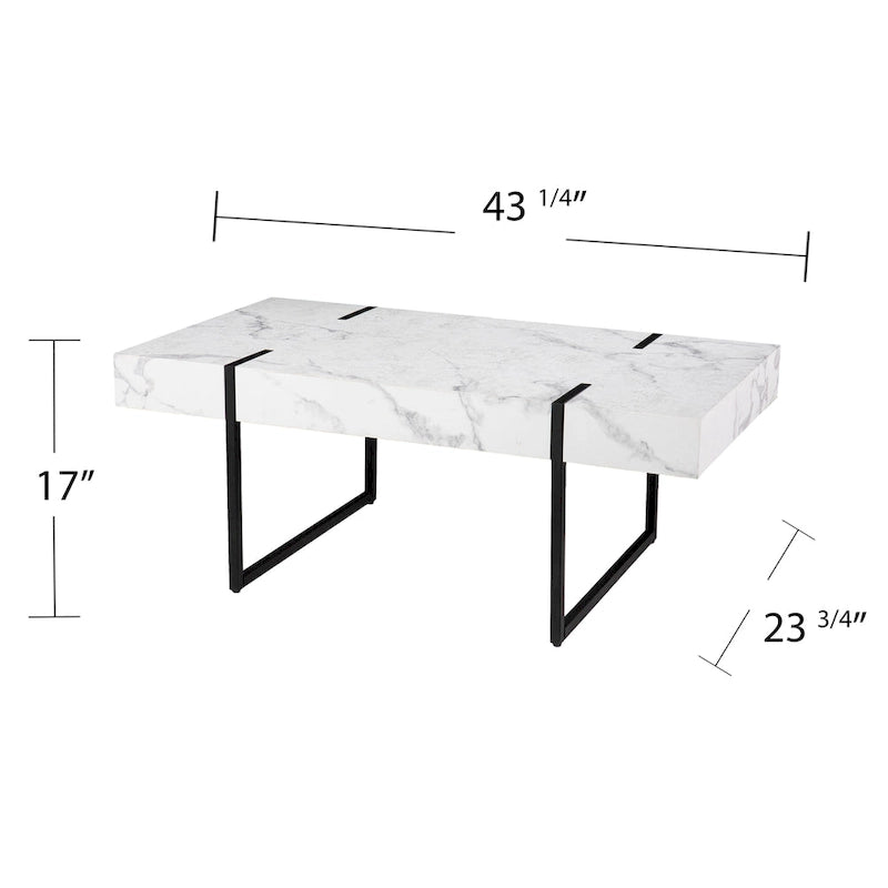 Table basse moderne Kiernan en faux marbre par SEI Furniture
