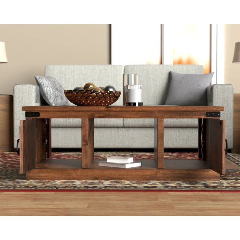 Table basse Bridgevine Home Farmhouse de 48 pouces, aucun assemblage requis, finition whisky vieilli