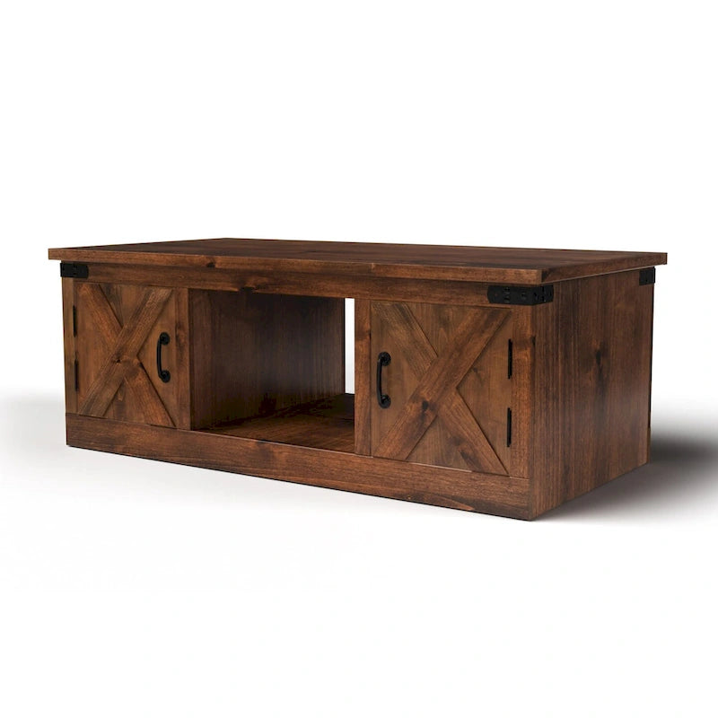 Table basse Bridgevine Home Farmhouse de 48 pouces, aucun assemblage requis, finition whisky vieilli