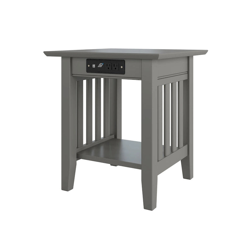 Table d'appoint Mission avec station de recharge USB grise