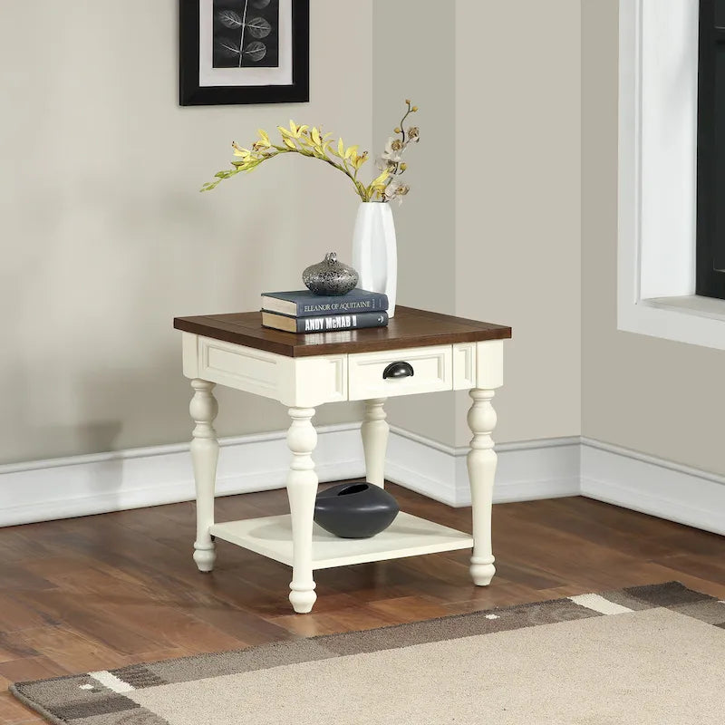 Ensemble de 3 tables d'appoint Jillian Ivory et Mocha Wood, Steve Silver
