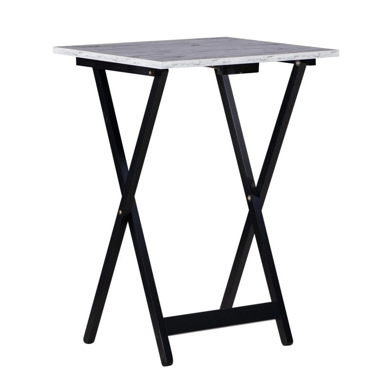Ensemble de tables basses gigognes Meisel en similicuir marbre blanc