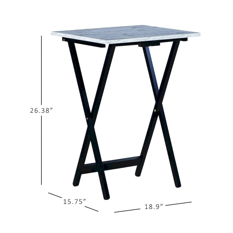 Ensemble de tables basses gigognes Meisel en similicuir marbre blanc