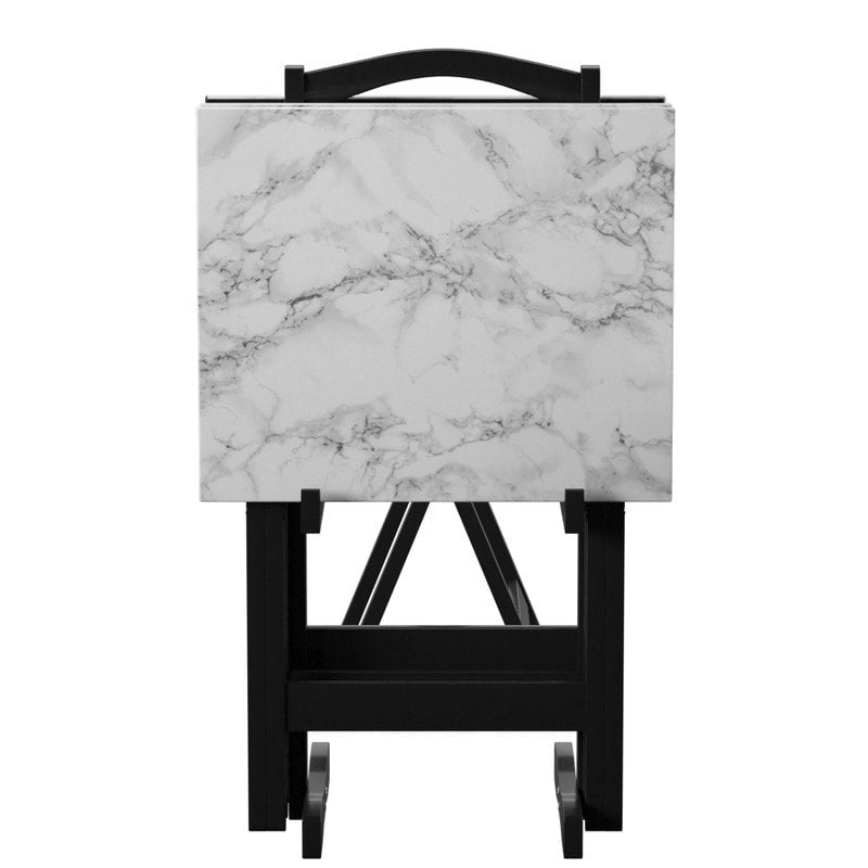 Ensemble de tables basses gigognes Meisel en similicuir marbre blanc