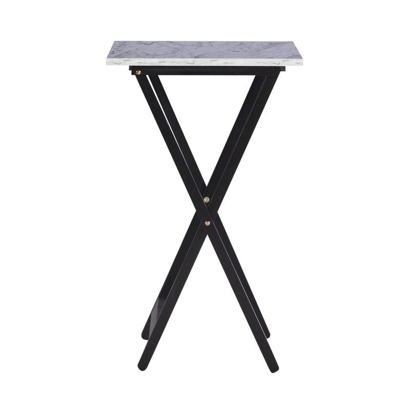 Ensemble de tables basses gigognes Meisel en similicuir marbre blanc