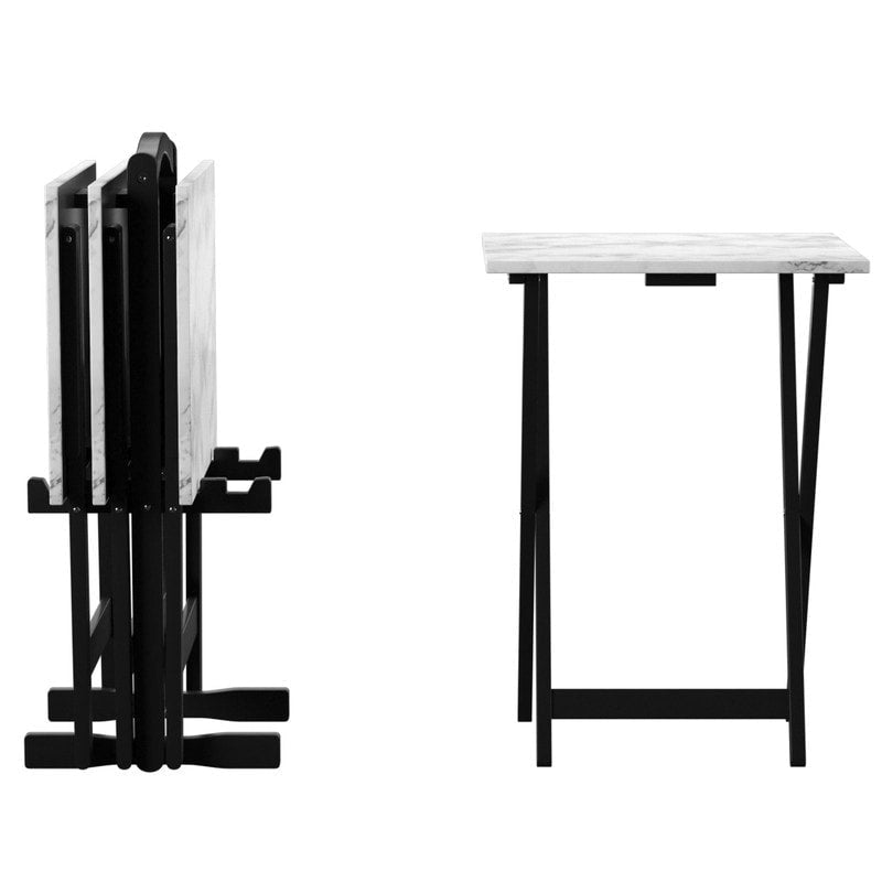 Ensemble de tables basses gigognes Meisel en similicuir marbre blanc