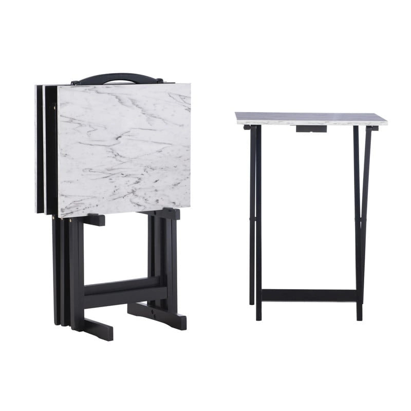 Ensemble de tables basses gigognes Meisel en similicuir marbre blanc