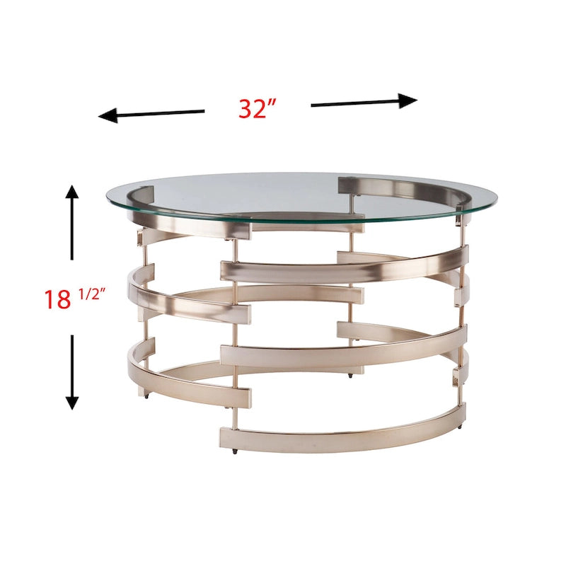 Table Basse Ronde Moderne SEI Furniture Grant avec Plateau en Verre