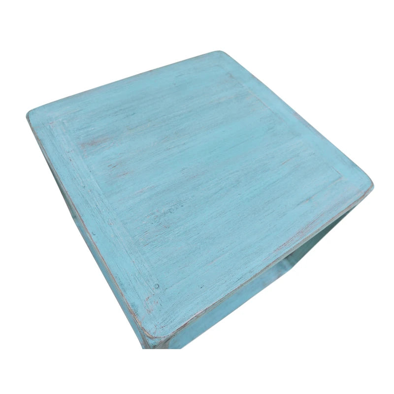 Table d'appoint carrée Artissance en bois recyclé, 56 cm, finition bleu vintage (la taille et la finition peuvent varier)