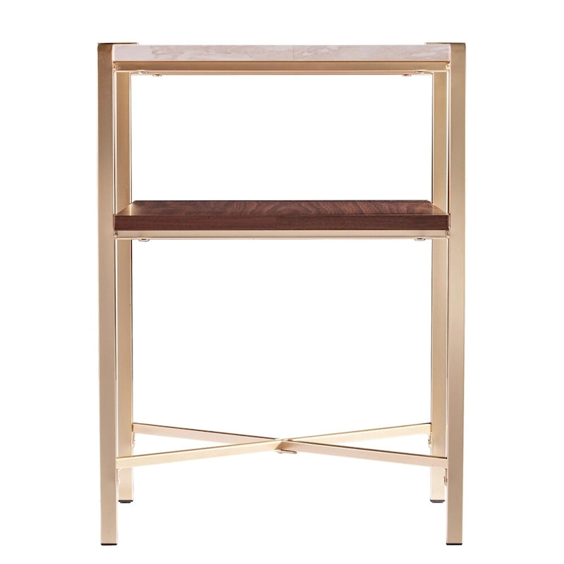 Table d'appoint carrée en faux marbre Aldea de SEI Furniture avec rangement