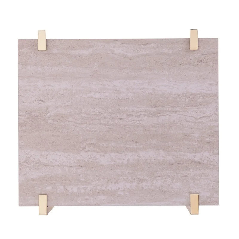 Table d'appoint carrée en faux marbre Aldea de SEI Furniture avec rangement