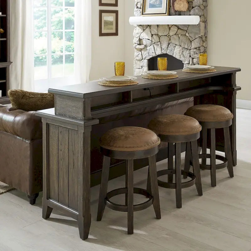 Paradise Valley Saddle Brown 4 Piece Console Table Set