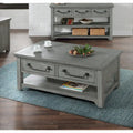 Table basse 2 tiroirs en bois massif gris tourterelle Beach House