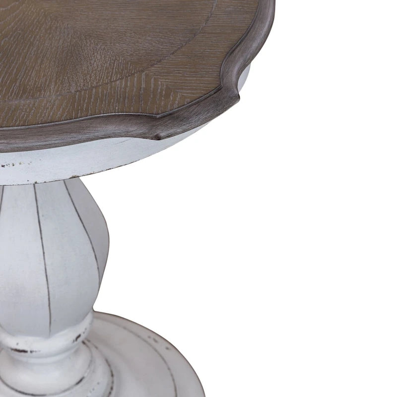 Table d'appoint ronde blanc antique Magnolia Manor