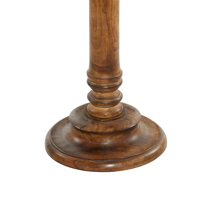 Table d'appoint éléphant ou florale en bois de manguier sculptée à la main avec base tournante - Marron foncé - Roche River Decor