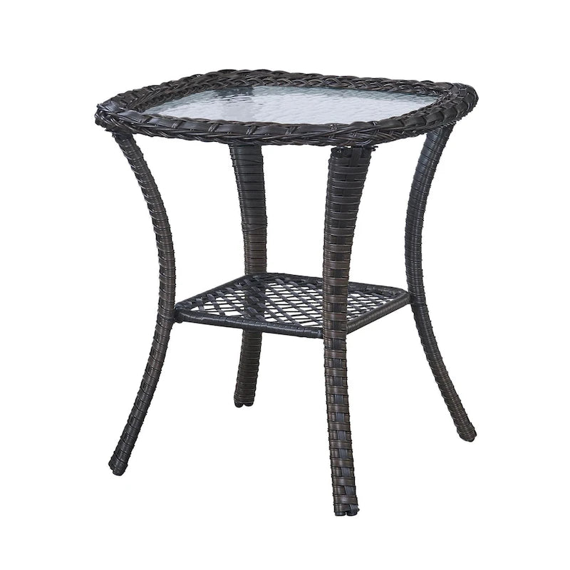 Table d'appoint d'extérieur en osier, table de patio en rotin