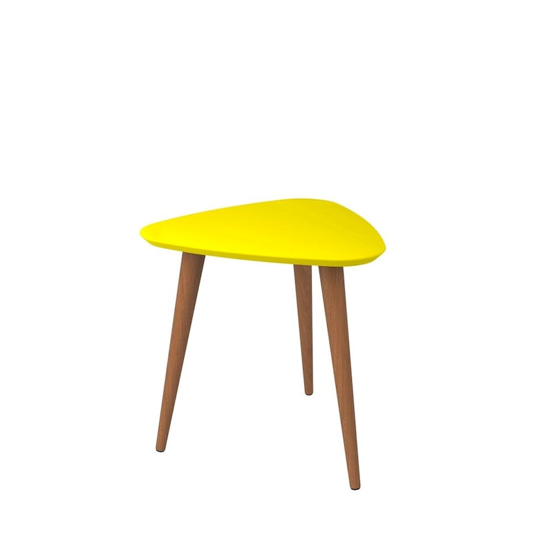 Table d'appoint triangulaire haute Utopia 19.88 avec pieds évasés en bois