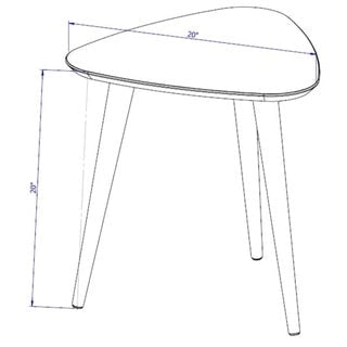 Table d'appoint triangulaire haute Utopia 19.88 avec pieds évasés en bois