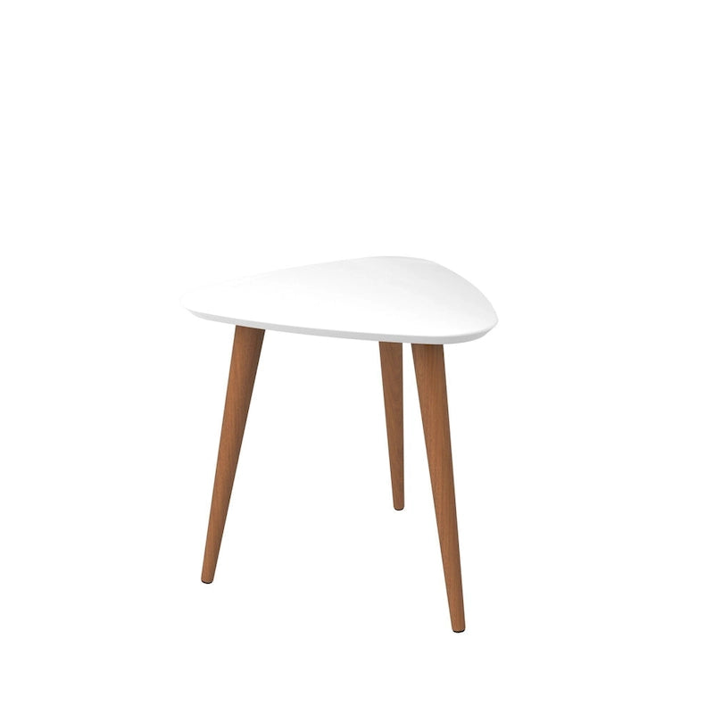 Table d'appoint triangulaire haute Utopia 19.88 avec pieds évasés en bois