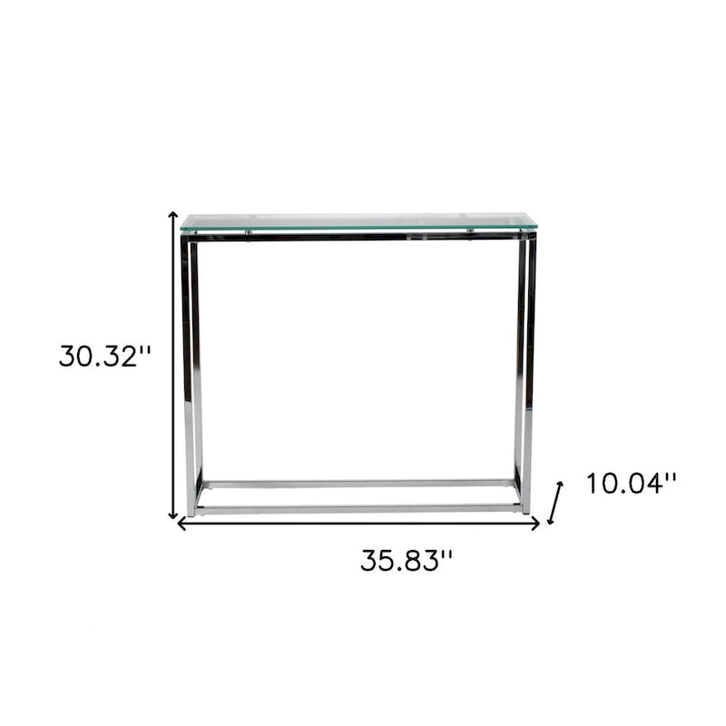 Console de table luge en verre clair et argenté HomeRoots 36