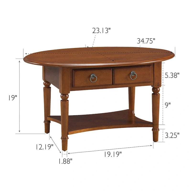 Table basse ovale avec étagère Copper Grove Churn Creek