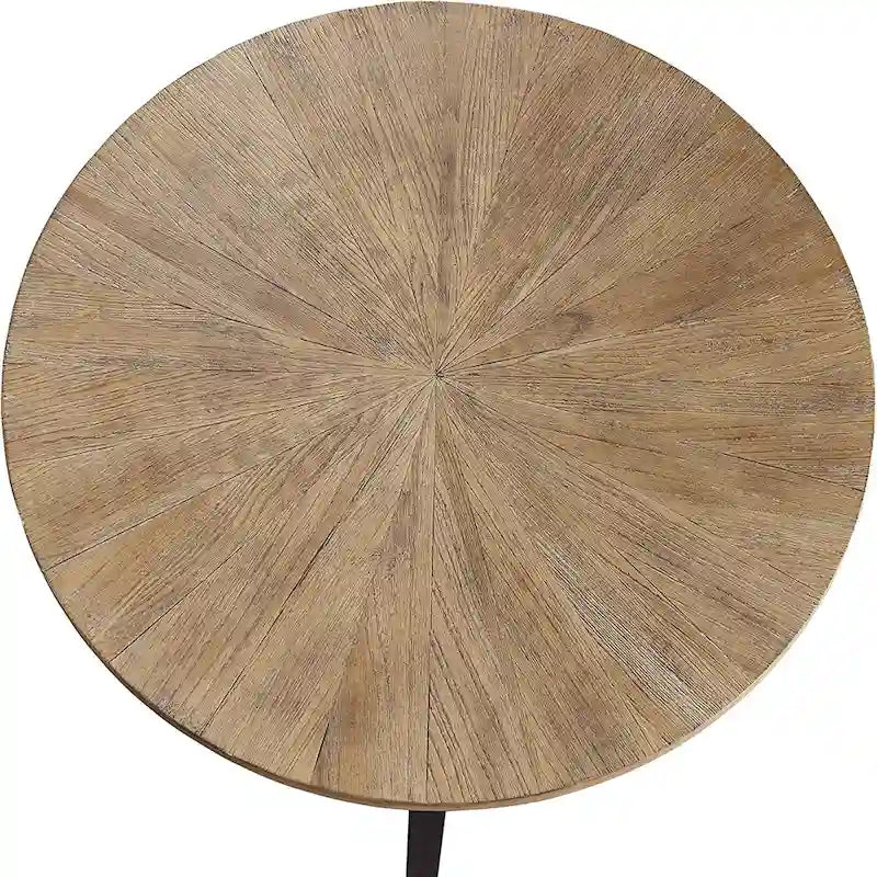 Table d'appoint en bois massif à 2 niveaux, table de chevet ronde - 19,3 x 24