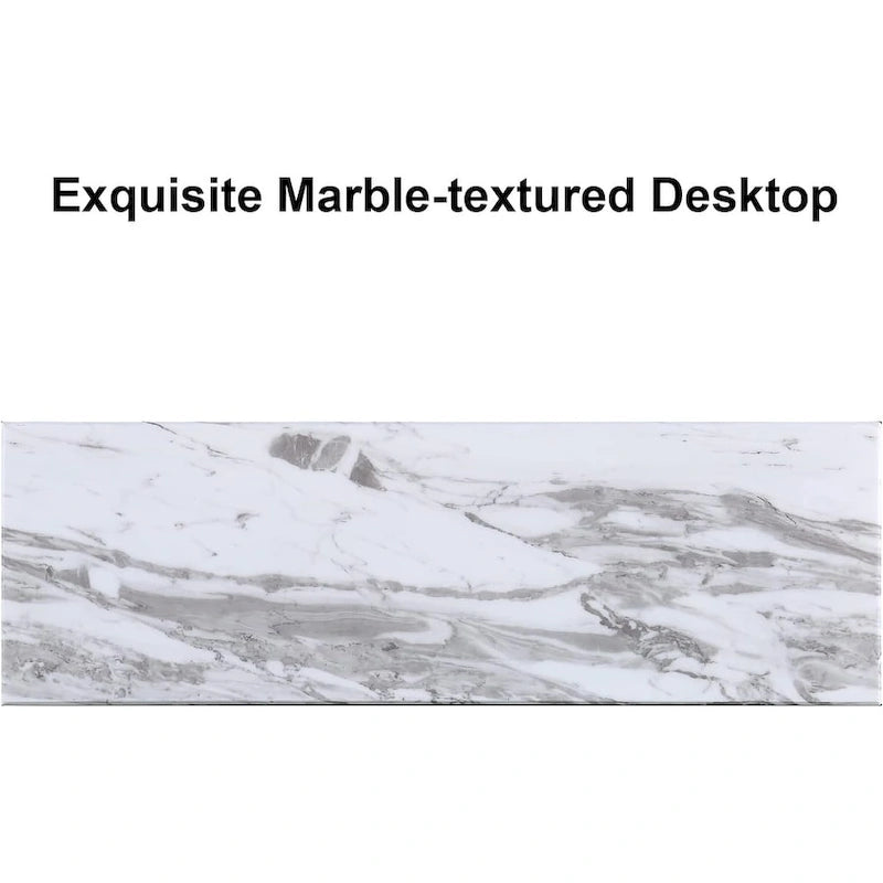 Console rectangulaire de 50 pouces avec piètement en X luxueux en acier inoxydable et plateau haute brillance
