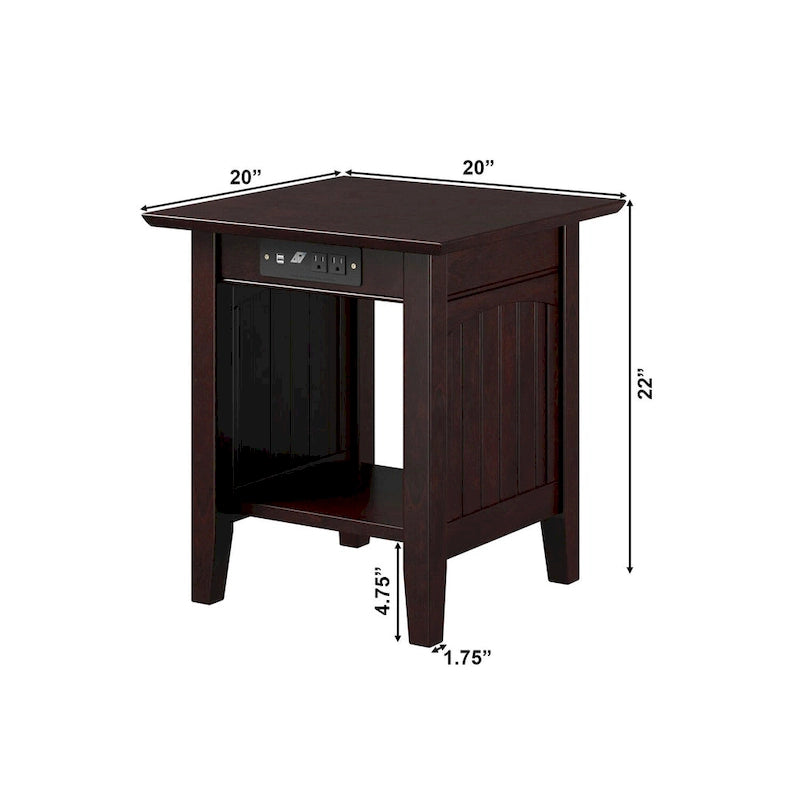 Table d'appoint AFI Nantucket avec chargeur intégré